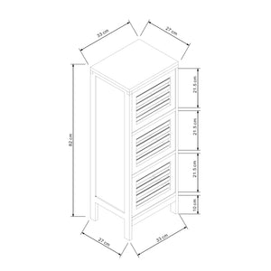Comodino Ypäjä in Bambù a 3 Ante Tavolino Laterale 82 x 33 x 27 cm - Naturale [en.casa]