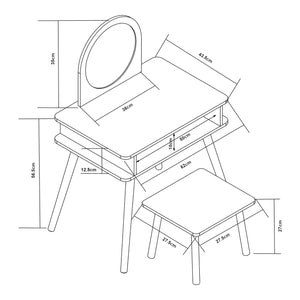 Tavolo da trucco per bambini con sgabello Ovanåker Bianco/Naturale [en.casa]