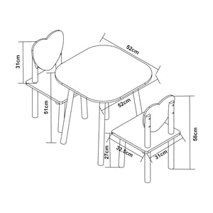 Gruppo di sedute per bambini Siljan con design a cuore Bianco/Lilla [en.casa]