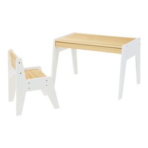 Scrivania per bambini con sedia Skinnskatteberg legno/bianco [en.casa]