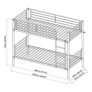 Letto a castello in metallo Soppsar 208,5x97x165 cm Argento [en.casa]