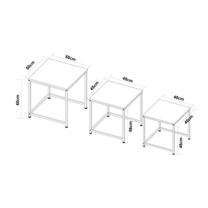 Tavolino da salotto Trollhättan 3 pz. effetto marmo, bianco [en.casa]