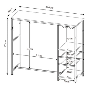 Banco bar Stjørdal con ripiano per bottiglie Nero/effetto noce [en.casa]