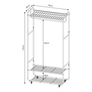Appendiabiti su ruote Vestvågøy 176x90x40 cm Nero [en.casa]