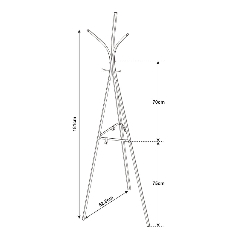 Schizzo in scala Appendiabiti da Terra Vevelstad in Acciaio Altezza 181 cm - Nero [en.casa]