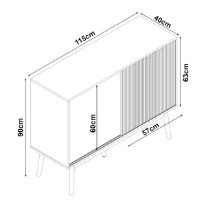 Sideboard Landskrona 115x40x90 cm effetto quercia [en.casa]