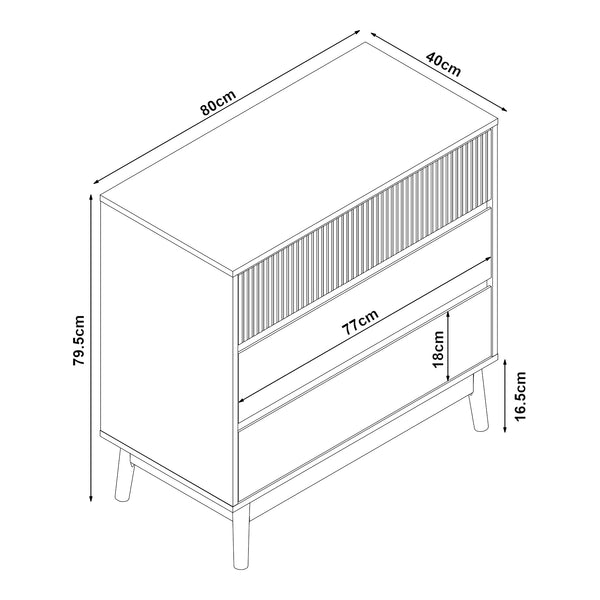 Comò Landskrona 80x80x40 cm con 3 cassetti effetto quercia [en.casa]