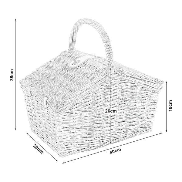 Cestino da Picnic Bucchianico per 2 Persone in Vimini con Accessori e Coperta casa.pro