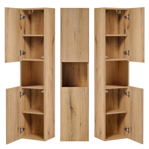 Mobile Pensile Newport a Colonna a 2 Ante e Scomparto Estraibile 30x140x25 cm - Effetto Rovere/Nero [en.casa]