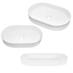 Set Newport Mobile Pensile Sottolavabo a 3 Ante con Specchio LED e Lavabo Ovale - Effetto Rovere [en.casa]