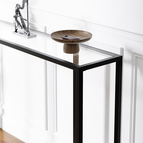 Consolle Ouby con piano in vetro 120x25x73 cm Nero [en.casa]