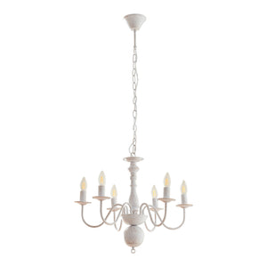 Lampadario Berkeley con 6 Bracci Curvi E14 Bianco Vintage lux.pro 