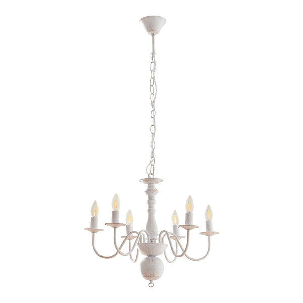 Lampadario Berkeley con 6 Bracci Curvi E14 Bianco Vintage lux.pro 