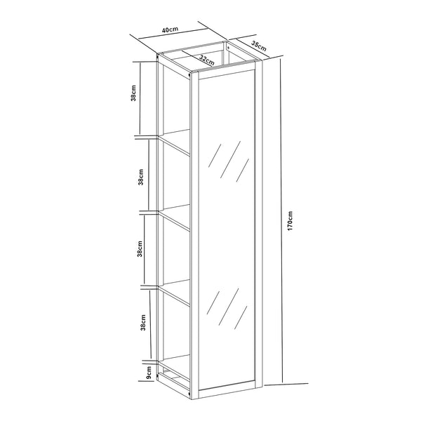Mensola a specchio As 170x40x35 cm Bambù [en.casa]