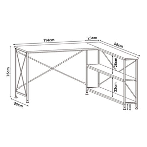 Scrivania Raundsvalt con 1 ripiano a L 137x88x75 cm Nero [en.casa]