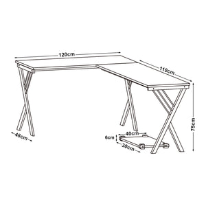 Scrivania Tarielarg con supporto per PC a forma di L 158x120x75 cm effetto quercia [en.casa]