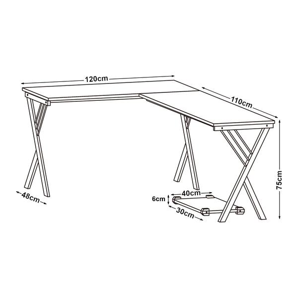 Scrivania Tarielarg con supporto per PC a forma di L 158x120x75 cm effetto quercia [en.casa]