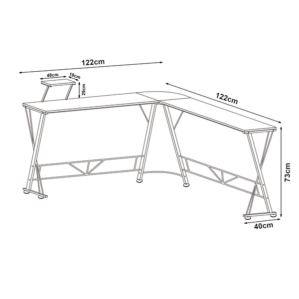 Scrivania Yremso a forma di L 122x122x98 cm Nero [en.casa]