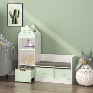 Panca per bambini con scaffale Vipsali 100x99x30 cm Verde menta/Bianco [en.casa]