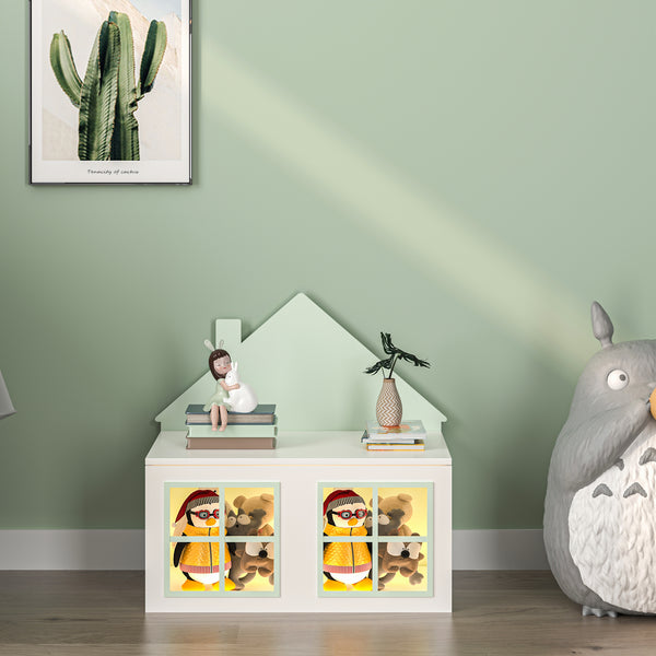 Scatola per giocattoli Vipsali 56x60x33 cm Verde menta/Bianco [en.casa]