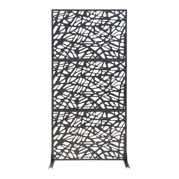 Parete divisoria interna Poskind acciaio 200x100x50 cm nero [casa.pro]