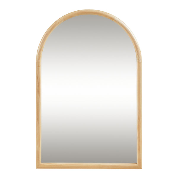 Specchio da Parete Podena con Cornice Arcuato 90x60 cm Legno Naturale [en.casa] 
