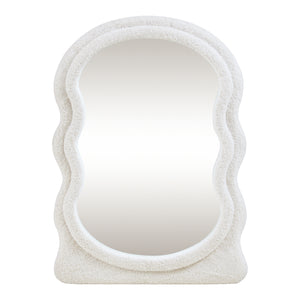 Specchio da parete Brummen con cornice in tessuto Teddy 80x60 cm Bianco [en.casa]