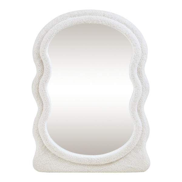Specchio da parete Brummen con cornice in tessuto Teddy 80x60 cm Bianco [en.casa]