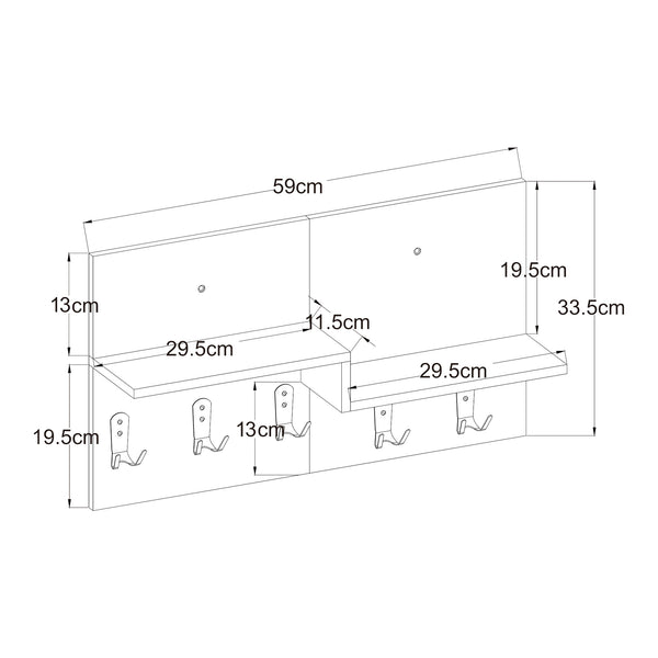 Appendiabiti a Parete Botaruvn con Ripiani e Ganci Doppi 34 x 59 x 13 cm - Beige / Bianco [en.casa]