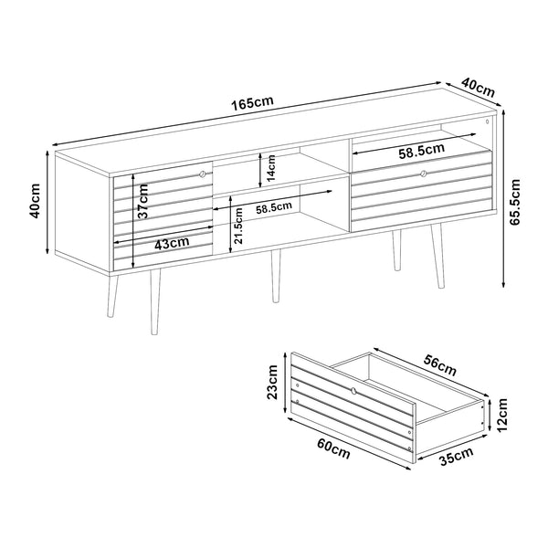 Mobile TV Vare 165x40x66 cm Bianco/effetto noce [en.casa]