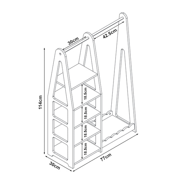 Guardaroba per bambini Vestnes 114x77x30 cm Cotton Candy/Bianco [en.casa]