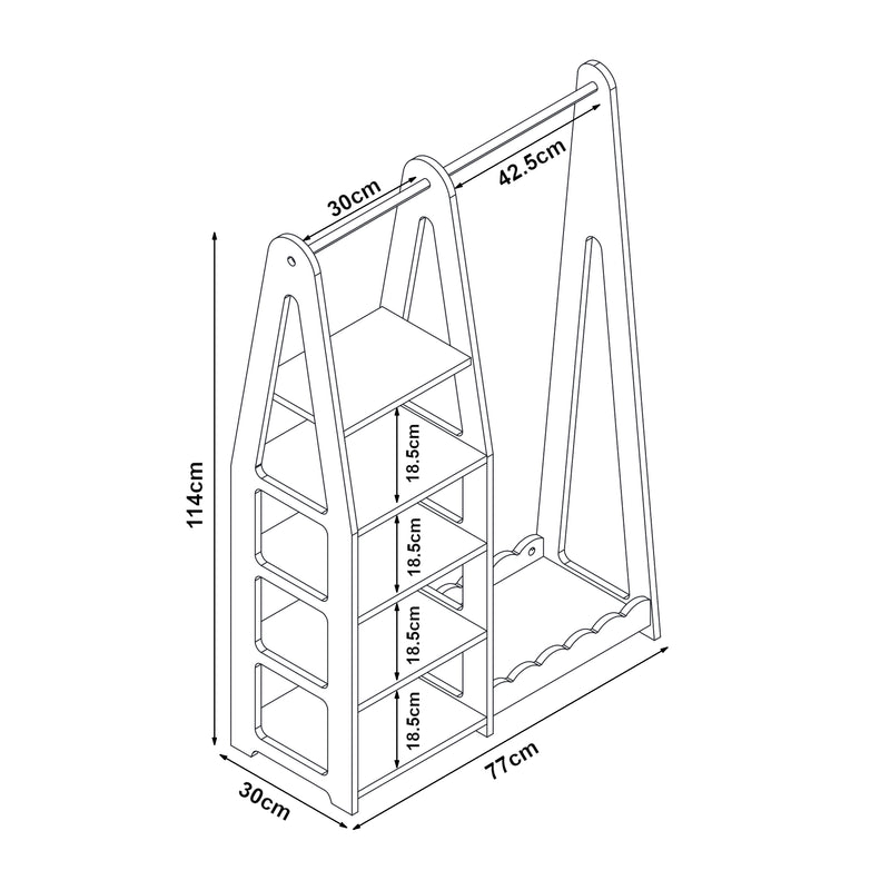 Schizzo in scala Guardaroba Aperto Vestnes per Cameretta Porta Abiti a Misura di Bimbi 114x77x30 cm Rosa [en.casa] 