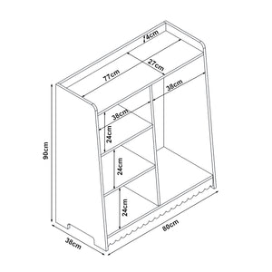 Guardaroba per bambini Vestnes 90x80x38 cm Cotton Candy/Bianco [en.casa]