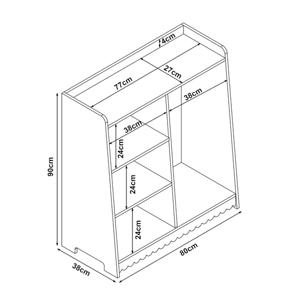 Guardaroba per bambini Vestnes 90x80x38 cm Cotton Candy/Bianco [en.casa]