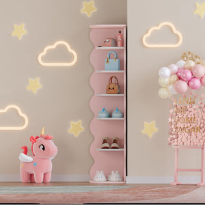 Mensola angolare per bambini Vestnes 108x27x27 cm Cotton Candy/Bianco [en.casa]