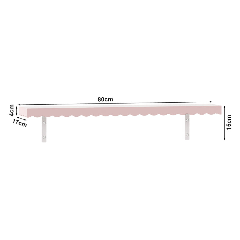 Schizzo in scala Set di 2 Mensole Vestnes 80 x 17 x 4 cm per Cameretta - Rosa [en.casa]