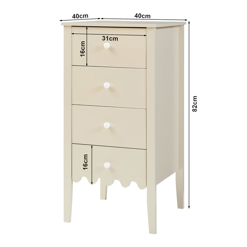 Schizzo in scala Cassettiera Luspoo Mobile Contenitore a 4 Cassetti 82 x 40 x 40 cm - Bianco Crema [en.casa]