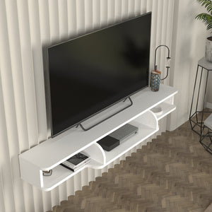 Mobile TV sospeso Aar 135x30x16 cm Bianco [en.casa]