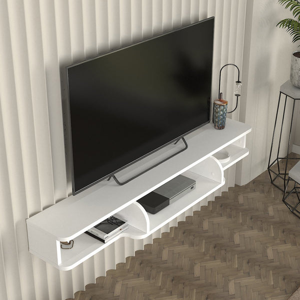 Mobile TV sospeso Aar 135x30x16 cm Bianco [en.casa]