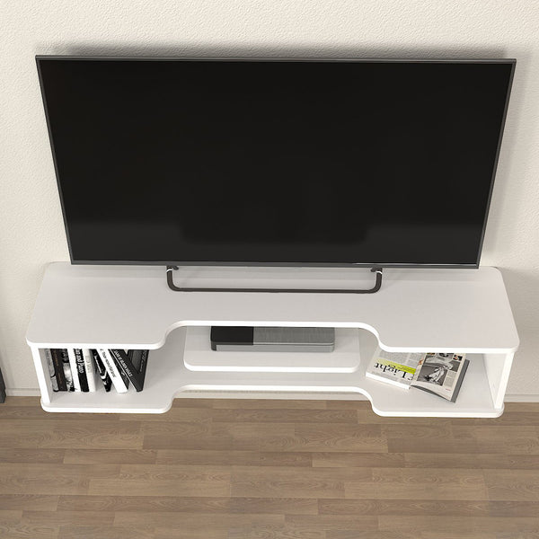 Mobile TV sospeso Yrela 120x30x26 cm Bianco [en.casa]
