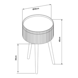 Tavolino Bongard con spazio di archiviazione Ø38x48 cm Bianco [en.casa]