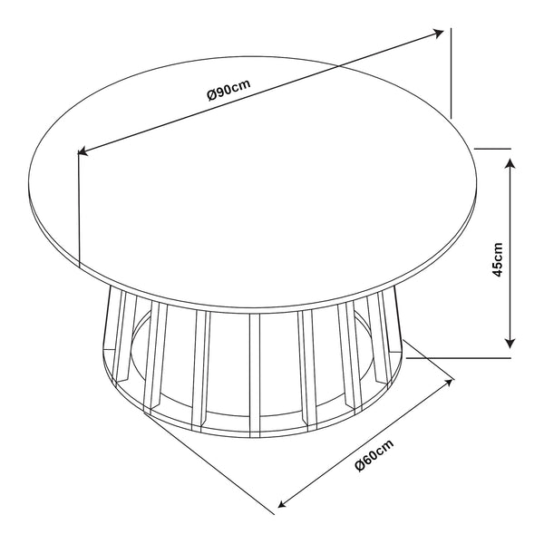 Tavolino Rotondo da Caffè Buzzard Ø90x45 cm - Nero / Effetto Cemento [en.casa] 