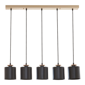 Lampada a sospensione Posdand 130x90x14 cm Legno/Nero [lux.pro]