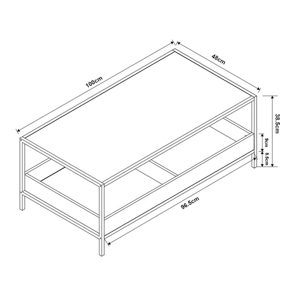 Tavolino Belana 100x48x39 cm Nero/effetto quercia [en.casa]