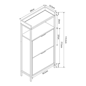 Scarpiera Belana con 2 ante 116x60x24 cm Nero/effetto quercia [en.casa]