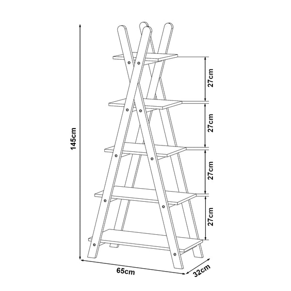 Scaffale a Scala per Cameretta Vanlilu Libreria Bassa per Bambini 145x65x32 cm Naturale / Bianco [en.casa] 