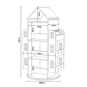 Libreria girevole per bambini Sanköre 122x64x43 cm Legno di pino naturale [en.casa]