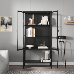 Vetrina Borshavisa in acciaio, 2 ante, 160x80x35 cm, nero [en.casa]