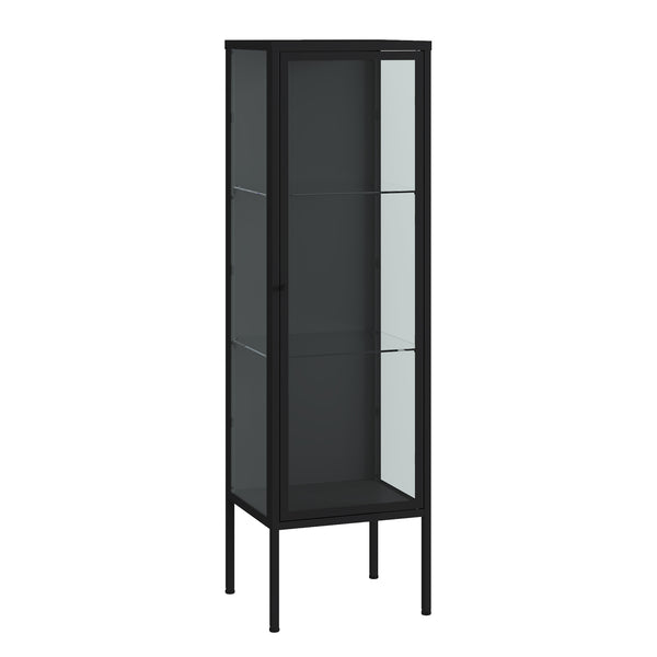 Vitrinenschrank Borshavisa 116x34x30 cm Stahl Schwarz [en.casa]