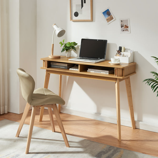 Tavolo a Consolle Tysvær a 2 Ante Scorrevoli in Bambù Naturale 110 x 40 x 78 cm [en.casa]